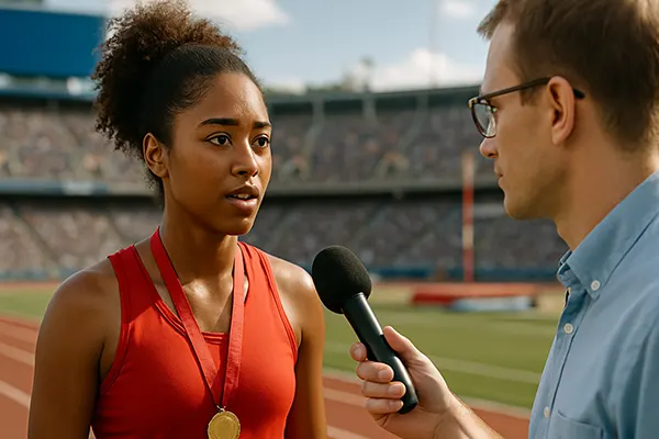 Interview auf Sportplatz